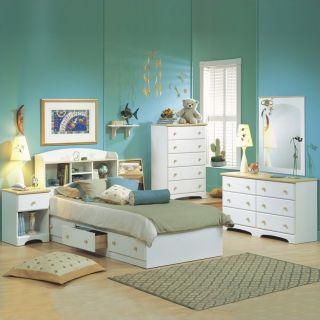 South Shore Newbury Twin Captain Storage 6 Piece Bedroom Set in White   3263080 6PKG