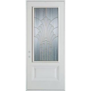 Stanley Doors 36 in. x 80 in. Art Deco 3/4 Lite 1 Panel Prefinished White Steel Prehung Front Door 1350E Z 36 R