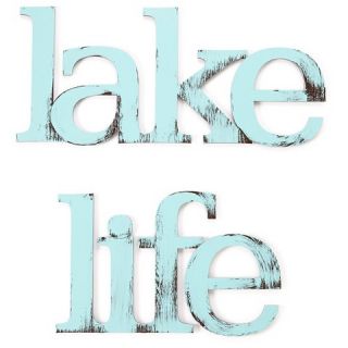 Letter2Word Hand Painted Lake Life 3D Wall Sculpture  Blue