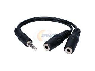 QVS CC400Y 6" 3.5MM Mini Stereo Male to Two Female Speaker Splitter Cable