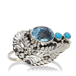 Chaco Canyon Couture Blue Topaz and Sleeping Beauty Turquoise 2 Finger Sterling   7696122