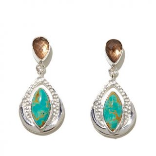 Jay King Smoky Quartz and Turquoise Sterling Silver Drop Earrings   8044894
