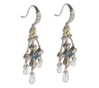 Barbara Bixby Sterling/18K Gemstone Cross Dangle Earrings —