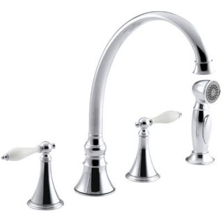 Kohler Finial Traditional 4 Hole Kitchen Sink Faucet with 9 3/16