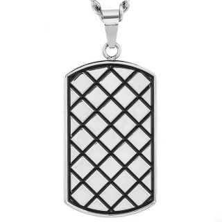 Crucible Stainless Steel Crystals with Cross Charm Dog Tag Pendant