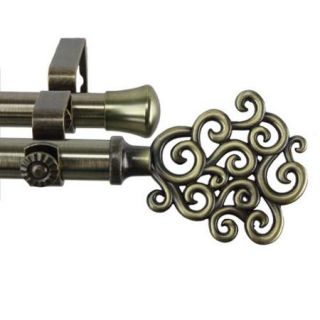 Cloud Antique Brass Adjustable Double Curtain Rod Set 28 to 48 inch