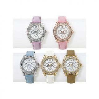 Kessaris Set of 5 Crystal Bezel Strap Watches   7684625