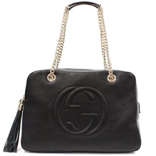 Gucci Soho Black Leather Chain Medium Shoulder Bag  