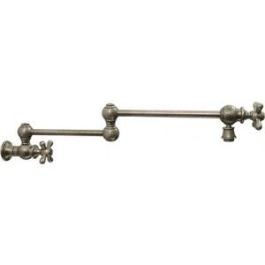 Whitehaus WHKPFCR3 9550 BN Vintage III patented wall mount pot filler with cross handles and swivel aerator   Brushed Nickel