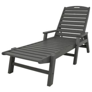 POLYWOOD Nautical Slate Grey Stackable Patio Chaise Lounge NCC2280GY