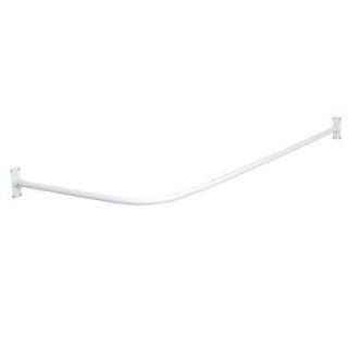 Zenna Home Rustproof 66 in. Aluminum L Shaped Shower Rod in White for Corner Tubs 33941WW