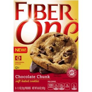Fiber One Chocolate Chunk Soft Baked Cookies, 1.1 oz, 6 ct
