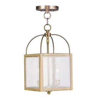 Filament Design 2 Light Antique Brass Pendant with Seeded Glass Shade CLI MEN4045 01