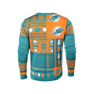 Officially Licensed NFL Patches Crew Neck Ugly Sweater   Dolphins   7765975