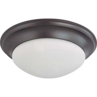 Glomar 3 Light Mahogany Bronze Flush Mount Twist and Lock with Frosted White Glass HD 3177