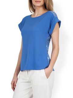 Closet Blossom Lace Back Top Blue