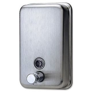 Genuine Joe 31.5 oz. Manual Soap Dispenser, Stainless Steel