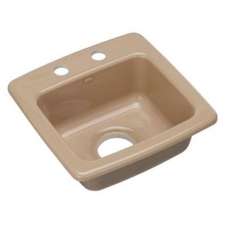 KOHLER Gimlet Self Rimming Acrylic 15x15x6.375 2 Hole Single Bowl Entertainment Sink in Mexican Sand K 6015 2 33