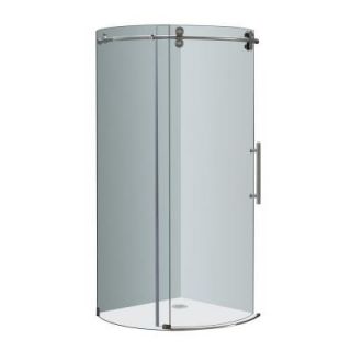 Aston Orbitus 40 in. x 40 in. x 75 in. Completely Frameless Round Shower Enclosure in Stainless Steel with Right Opening SEN980 SS 40 8 R