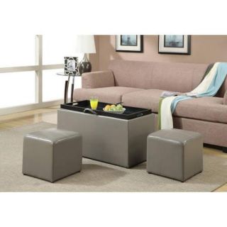 Designs4Comfort Faux Leather Storage Bench with 2 Side Ottomans, Multiple Colors