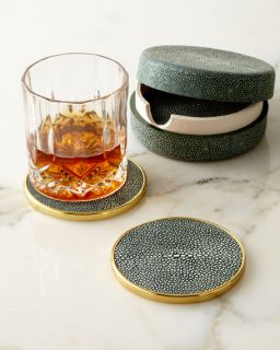 AERIN Emerald Shagreen Coasters, Set of 4