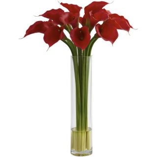Nearly Natural Red Calla Lily with Large Cylinder Vase