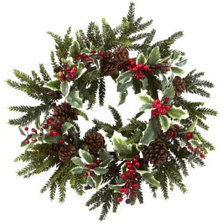 Nearly Natural 22" Holly Berry Wreath