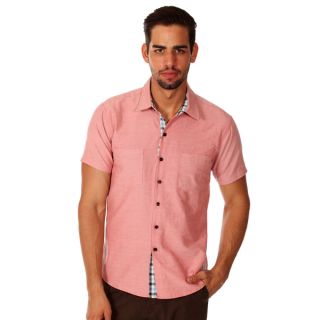Something Strong Mens Salmon Pink Cotton Chambray Shirt   16620228