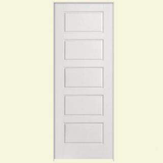 Masonite 24 in. x 80 in. Solidoor Riverside Smooth 5 Panel Equal Solid Core Primed Composite Single Prehung Interior Door 49164