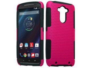 Motorola Droid Turbo XT1254 Hard Cover and Silicone Protective Case   Hybrid Mesh Hot Pink/Black