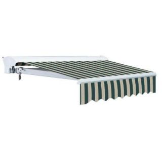 Advaning 14 ft. Luxury L Series Semi Cassette Manual Retractable Patio Awning (118 in. Projection) in Green/Beige Stripes MA1410 A808H2