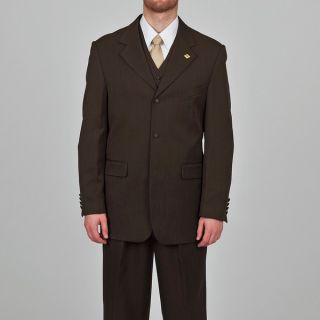 Stacy Adams Mens Dark Brown 3 button Vested Suit  