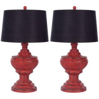 Safavieh 29 in. Distressed Red/Chinese Red Urn Lamp (Set of 2) LIT4062A SET2