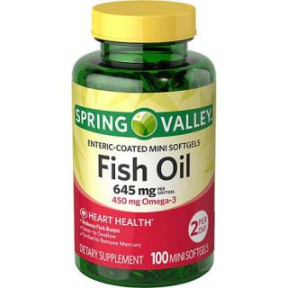 Spring Valley Fish Oil Mini Softgels, 645 mg per serving, 100 count