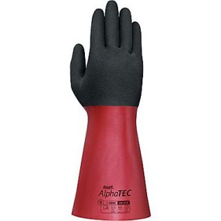 Ansell AlphaTec™ Coated Gloves, Nitrile, Gauntlet Cuff, X Large, Black/Red