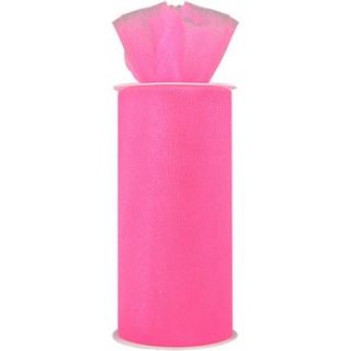 Shiny Tulle 6" x 25 yd Spool, Neon Pink
