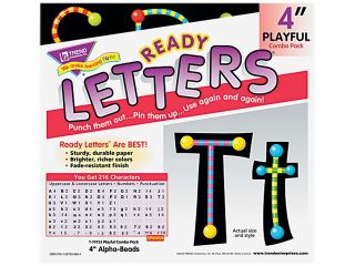 TREND T79755MP Ready Letters Alpha Beads Letter Combo Pack, Black,Multiple Colors, 4"h, 216/Set