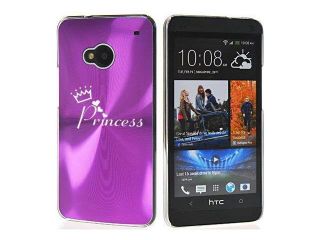 Purple HTC One M7 Aluminum Plated Hard Back Case Cover 7M864 Princess with Crown