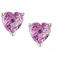 Anika and August DYach 14k White Gold Pink Sapphire Heart Stud