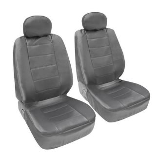 BDK Premium Faux Leather 4 piece Front Car Seat Covers   Black