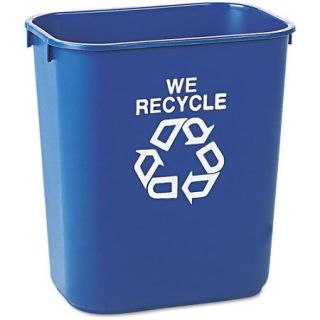 Rubbermaid Commercial Rectangular Blue Plastic Small Deskside Recycling Container, 13 qt