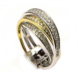 Sonia Bitton 14k Two tone 3/4ct TDW Designer Multi Row Diamond Ring (G