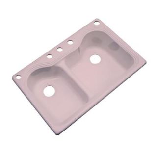 Thermocast Breckenridge Drop In Acrylic 33 in. 5 Hole Double Bowl Kitchen Sink in Wild Rose 46563