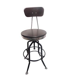 Yosemite Home Decor Black Stainless Steel Framed Wood Bar Stool with Back Rest