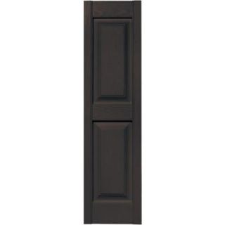 Builders Edge 12 in. x 47 in. Raised Panel Vinyl Exterior Shutters Pair in #010 Musket Brown 030120047010