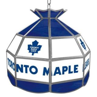 Trademark Global NHL Toronto Maple Leafs 16 in. Gold Hanging Tiffany Style Billiard Lamp NHL1600 TML