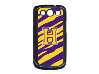 Tiger Stripe Purple Gold Letter H Monogram Initial Cell Phone Cover GALAXY S111