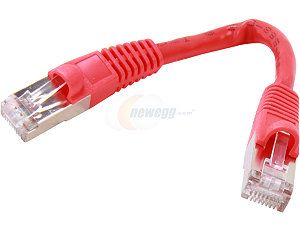 Coboc CY CAT7 0.5 Red 0.5ft.(6in.) 26AWG Snagless Cat 7 Red Color 600MHz SSTP(PIMF) Shielded Ethernet Stranded Copper Patch cord /Molded Network lan Cable