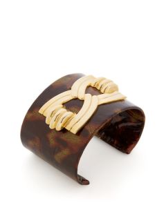 Tortoise Leather & Gold Cuff Bracelet by AV Max