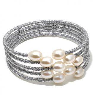 Imperial Pearls 7.5 8mm Cultured Freshwater Rice Pearl Multi Row Cuff Bracelet   8005755
